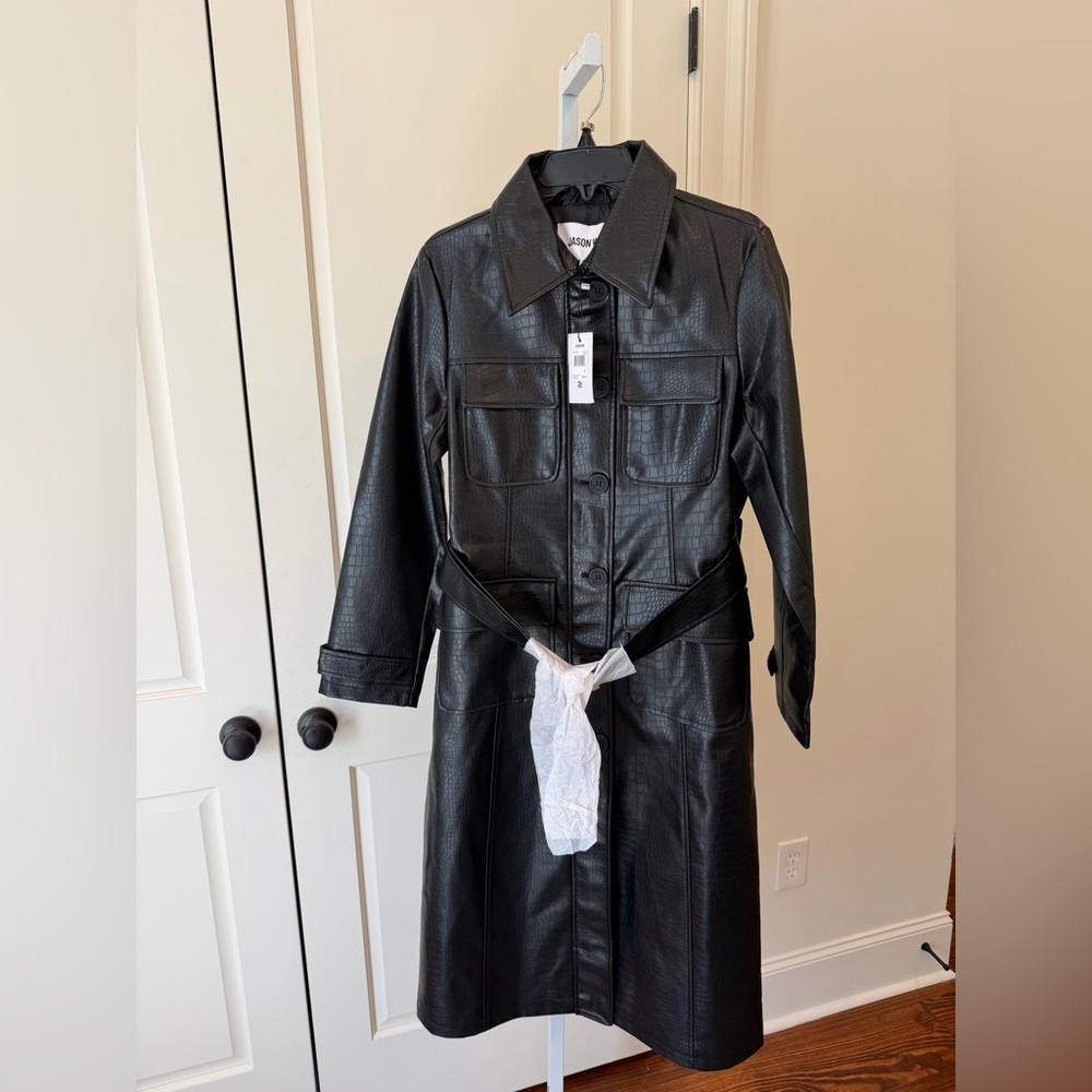 Jason Wu Black Croc Embossed Trench Coat